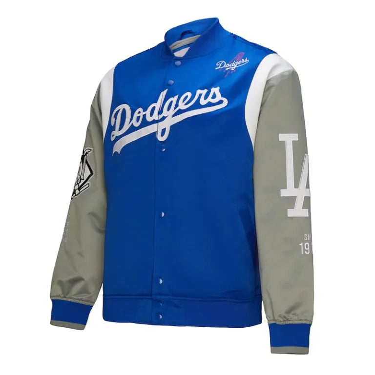 Los Angeles Dodgers Cooperstown Team Origins Full-Snap Royal/Gray Satin Men's Jacket