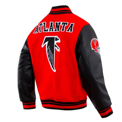 Atlanta Falcons Varsity Red Wool & Black Genuine Leather Sleeves Men's Letterman Jacket