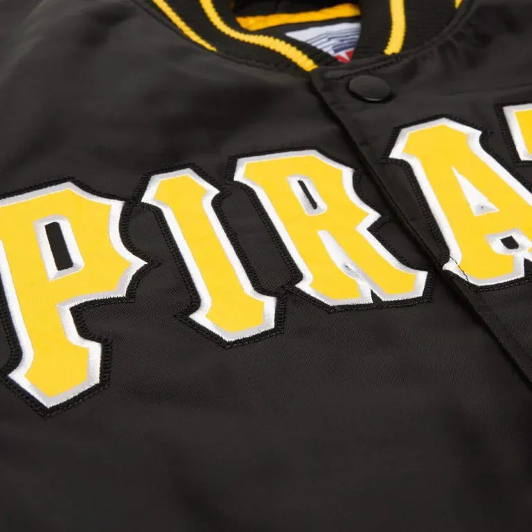 Pittsburgh Pirates Classic Black Satin Full-Snap Men's Jacket