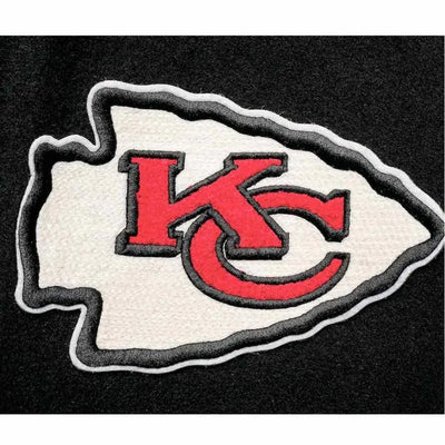 Kansas City Chiefs Black Wool and White Genuine Leather Sleeves Men's Varsity Letterman Jacket