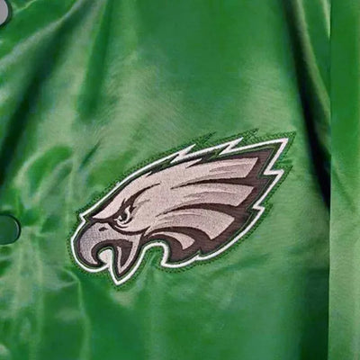 Philadelphia Eagles Super Bowl 2017 Full-Snap Varsity Green Satin Men's Bomber Jacket