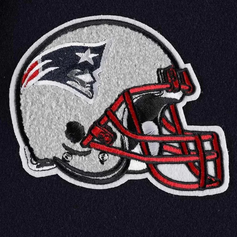 New England Patriots Mash Up Navy Blue Wool & White Genuine Leather Sleeves Men's Varsity Letterman Jacket