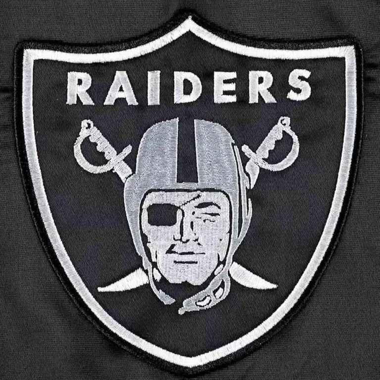 Los Angeles Raiders Midfield Full-Snap Varsity Black Satin Men's Bomber Jacket