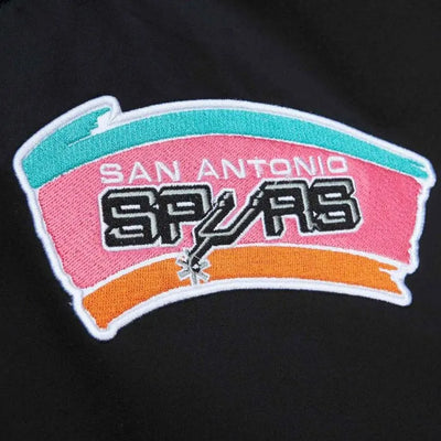 San Antonio Spurs Heavyweight Full-Snap Varsity Black Satin Men's Bomber Jacket