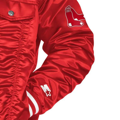 Boston Red Sox Red Silver Tab Trucker Full-Snap Men's Bomber Jacket