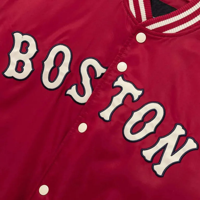 Boston Red Sox Cooperstown Varsity Full-Snap Red Satin Men's Jacket
