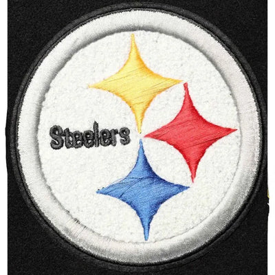 Pittsburgh Steelers Logo Black Wool & Genuine Leather Sleeves Men's Varsity Letterman Jacket