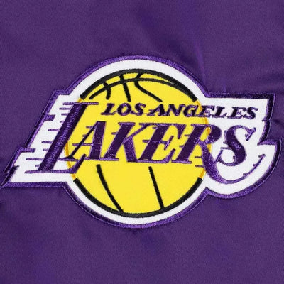 Los Angeles Lakers Force Play Full-Snap Varsity Purple Satin Men's Bomber Jacket