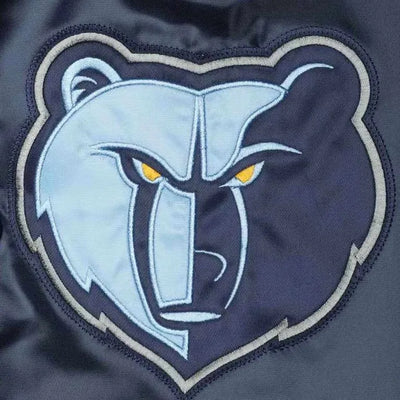 Memphis Grizzlies The Diamond Classic Full-Snap Varsity Navy Blue Satin Men's Bomber Jacket