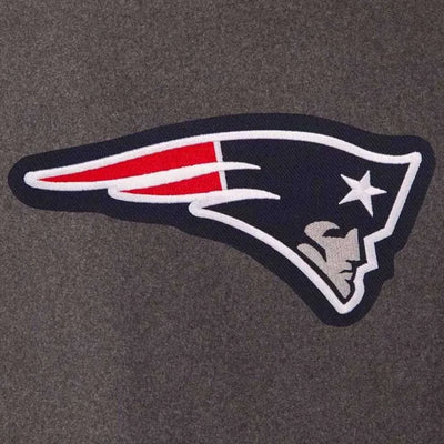 New England Patriots Charcoal Wool and Navy Blue Genuine Leather Sleeves Men's Varsity Letterman Jacket