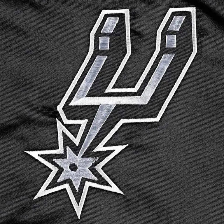 San Antonio Spurs Pick & Roll Full-Snap Varsity Black Satin Men's Bomber Jacket