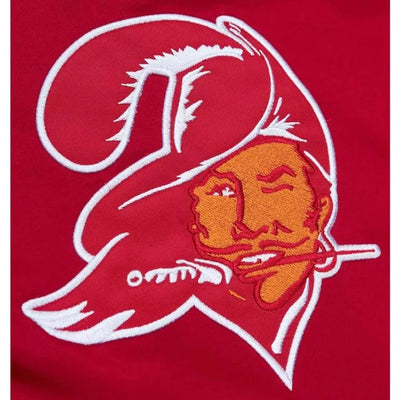 Tampa Bay Buccaneers Heavyweight Full-Snap Varsity Red Satin Men's Bomber Jacket