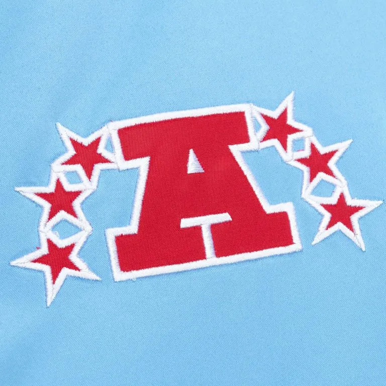 Houston Oilers Heavyweight Full-Snap Varsity Light Blue Satin Men's Bomber Jacket