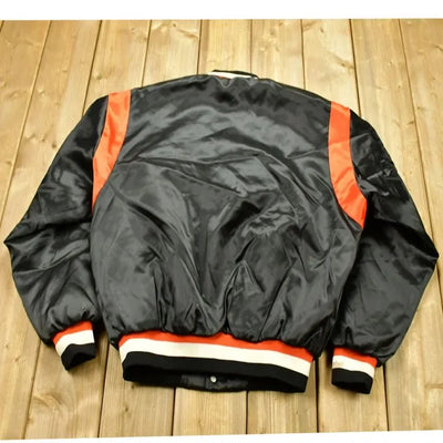 1980s Cincinnati Bengals Full-Snap Varsity Black Satin Men's Bomber Jacket