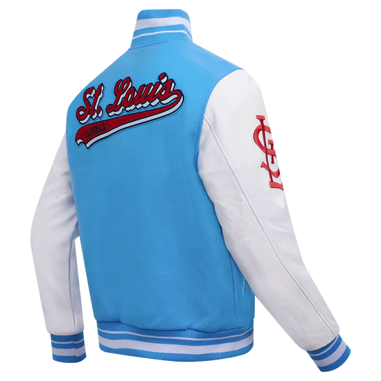 Louis Cardinals Blue Wool & White Leather Sleeves Varsity Men's Jacket