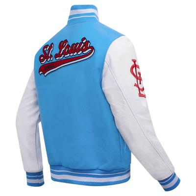 Louis Cardinals Blue Wool & White Leather Sleeves Varsity Men's Jacket