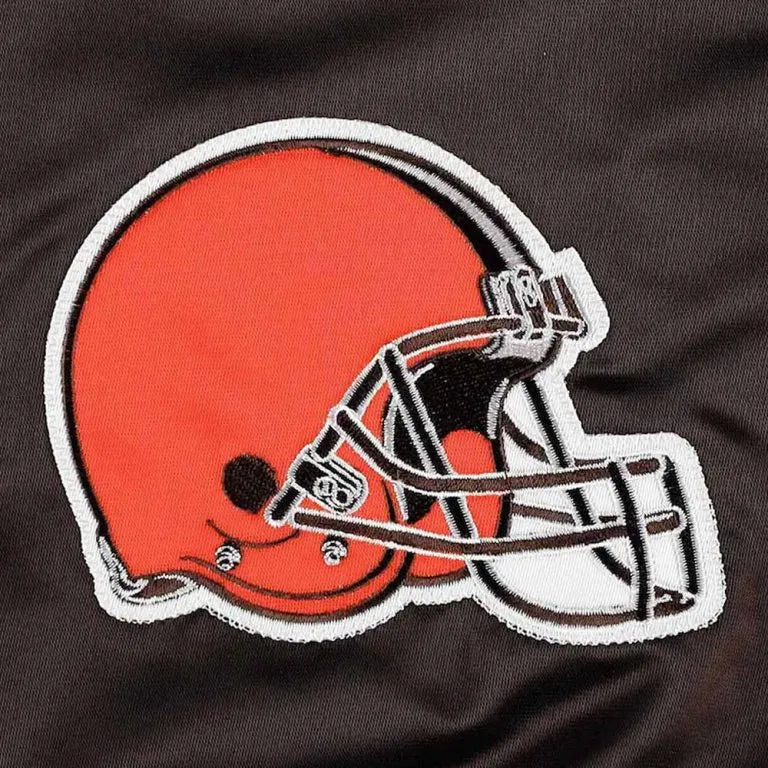 Cleveland Browns The Pick and Roll Full-Snap Varsity Brown Satin Men's Bomber Jacket