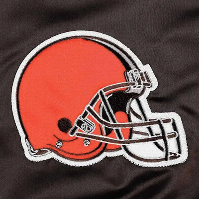Cleveland Browns The Pick and Roll Full-Snap Varsity Brown Satin Men's Bomber Jacket
