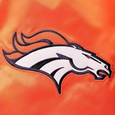 Denver Broncos Retro The Diamond Full-Snap Varsity Orange Satin Men's Bomber Jacket
