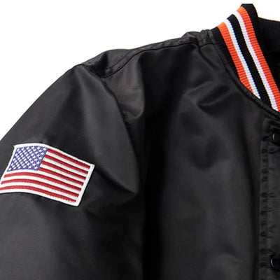 San Francisco Giants American Flag Full-Snap Black Bomber Satin Men's Jacket