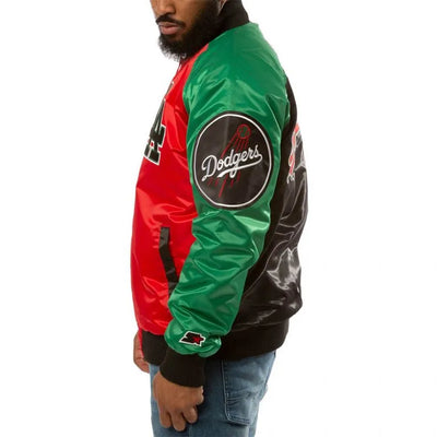 Black/Red Los Angeles Dodgers Ty Mopkins Satin Full-Snap Men's Jacket