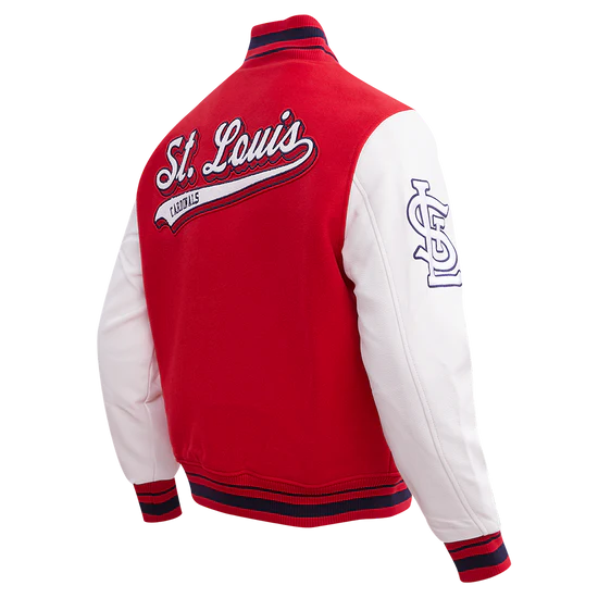 Louis Cardinals Red Wool & White Leather Sleeves Varsity Men's Jacket