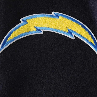 Los Angeles Chargers Logo Navy Blue Wool and White Genuine Leather Sleeves Men's Varsity Letterman Jacket