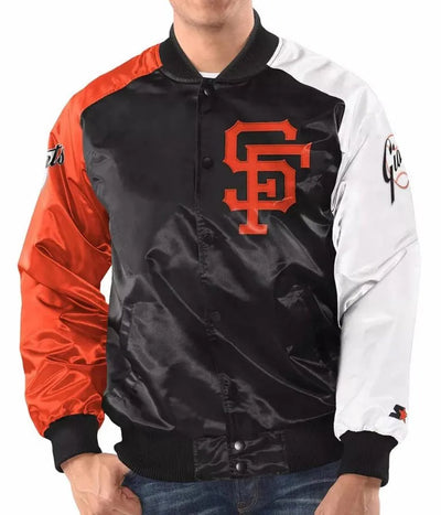 San Francisco Giants Black/Orange Varsity Satin Full-Snap Men's Jacket