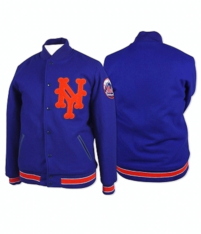 New York Mets Varsity Royal Blue All Wool Full-Snap Men's Jacket