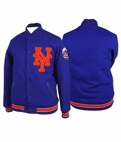 New York Mets Varsity Royal Blue All Wool Full-Snap Men's Jacket