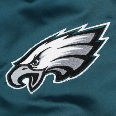 Philadelphia Eagles The Pick and Roll Full-Snap Varsity Midnight Green Satin Men's Bomber Jacket