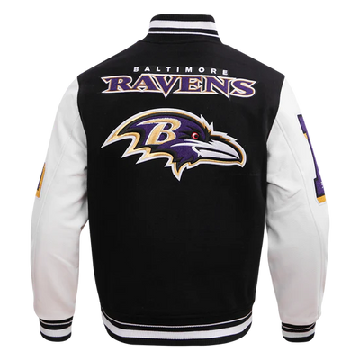 Baltimore Ravens Black Wool and White Leather Sleeves Varsity Men's Jacket