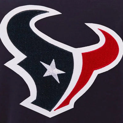 Houston Texans Navy Blue Wool and White Genuine Leather Sleeves Men's Varsity Letterman Jacket