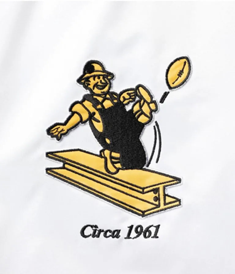 Pittsburgh Steelers Historic Renegade Full-Snap Varsity Black and White Satin Men's Bomber Jacket