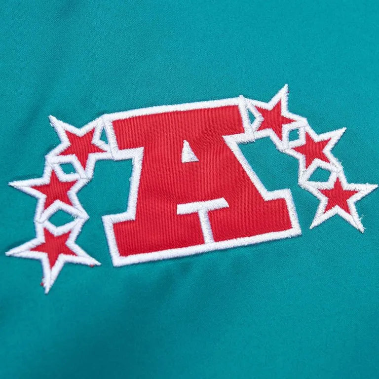 Miami Dolphins Heavyweight Full-Snap Varsity Aqua Satin Men's Bomber Jacket