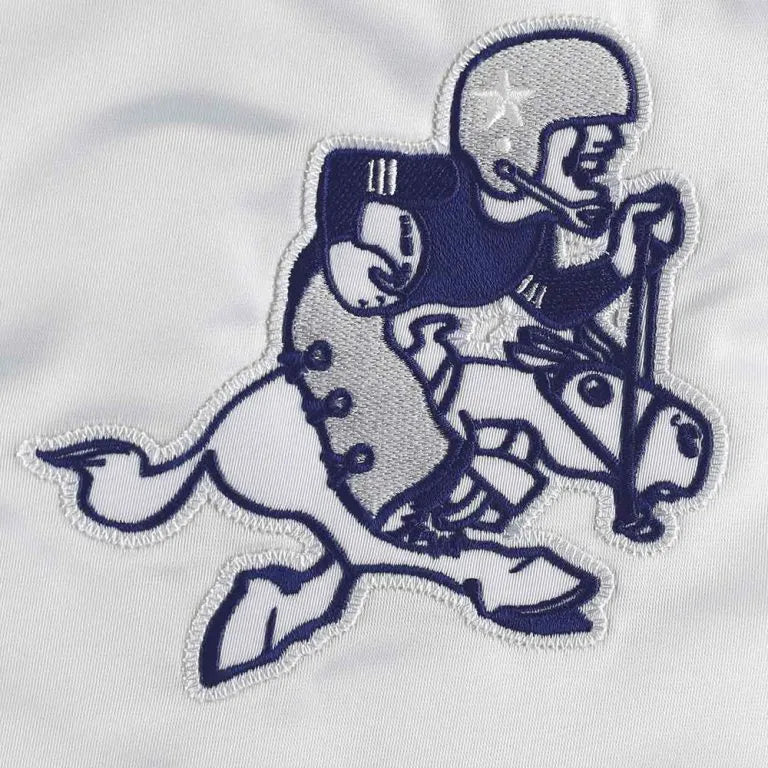 Dallas Cowboys The Power Forward Full-Snap Varsity White Satin Men's Bomber Jacket