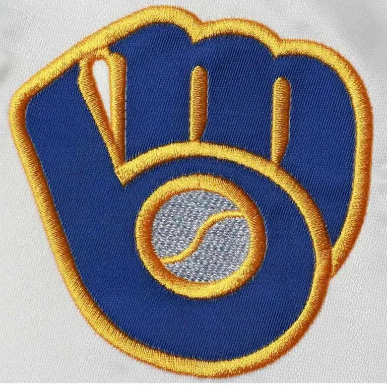 Milwaukee Brewers Coaches White and Blue Full-Snap Satin Men's Jacket