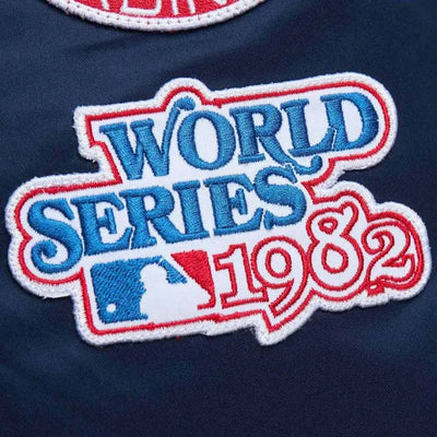 St. Louis Cardinals Vintage Logo Bomber Full-Zip Lightweight Navy Blue Satin Men's Jacket