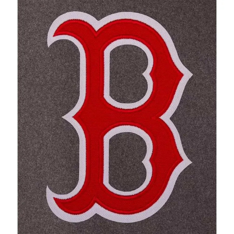 Boston Red Sox Varsity Full-Snap Charcoal Wool & Navy Blue Leather Men's Jacket