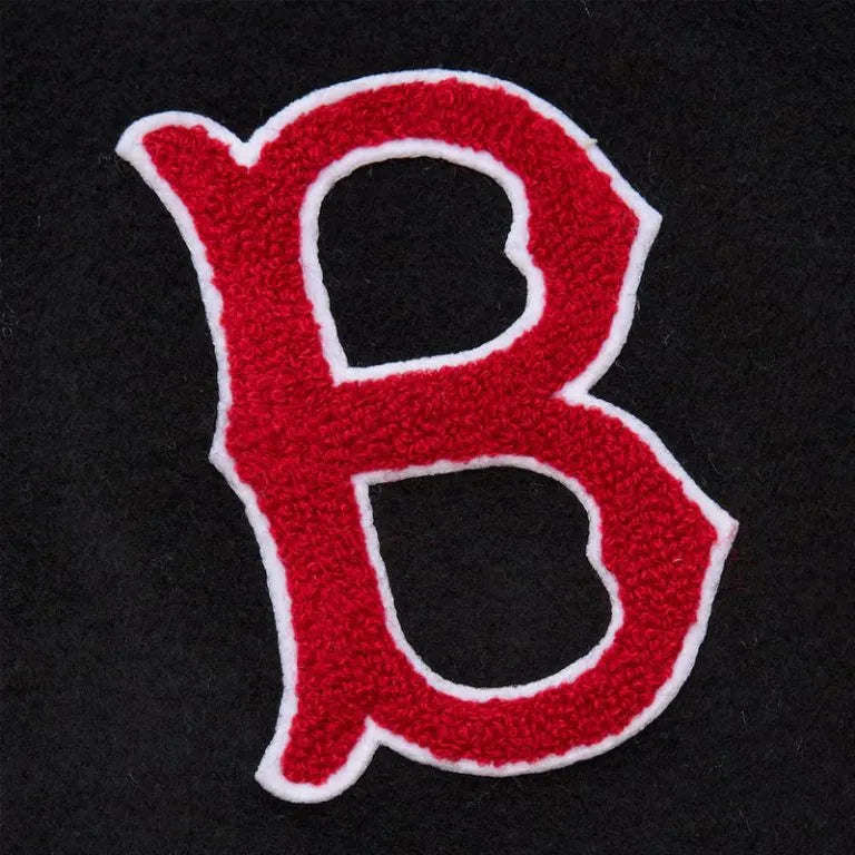 Boston Red Sox Black Out Wool and Genuine Leather Sleeves Full-Snap Varsity Men's Jacket