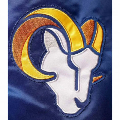 Los Angeles Rams Retro The Diamond Full-Snap Varsity Blue Satin Men's Bomber Jacket
