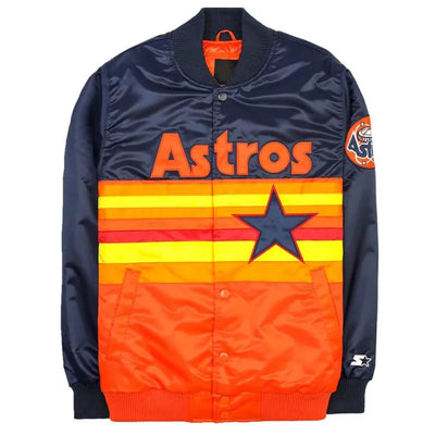 Houston Astros Navy/Orange Satin Full-Snap Men's Jacket