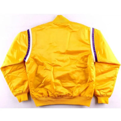 80s Los Angeles Lakers Vintage Full-Snap Varsity Yellow Satin Men's Bomber Jacket