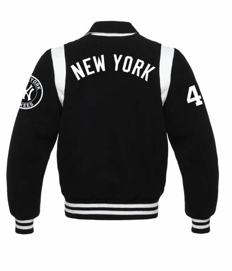 NY Yankees Sailor Collar Varsity Black Wool Men's Jacket