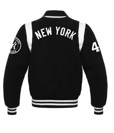 NY Yankees Sailor Collar Varsity Black Wool Men's Jacket