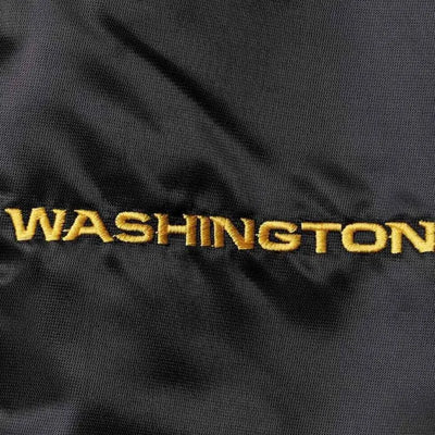 Washington Commanders Locker Room Full-Snap Varsity Black Satin Men's Bomber Jacket