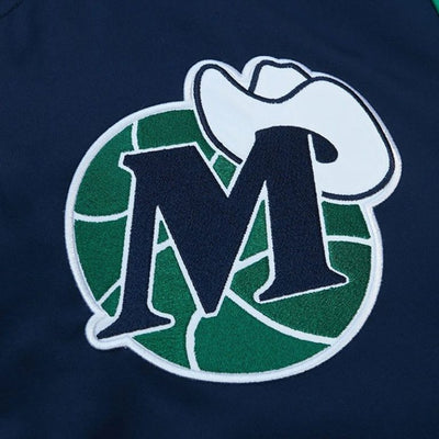 NBA Western Dallas Mavericks Heavyweight Full-Snap Varsity Navy Blue Satin Men's Bomber Jacket