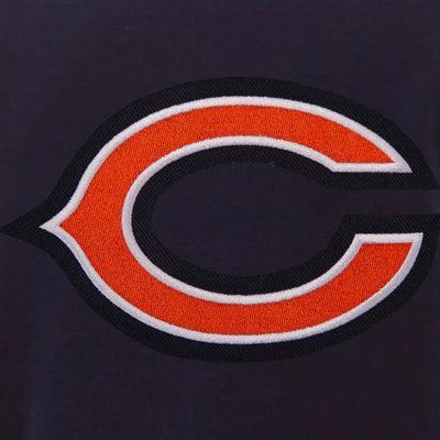 Chicago Bears Navy Blue Wool & White Genuine Leather Sleeves Full-Snap Men's Varsity Jacket