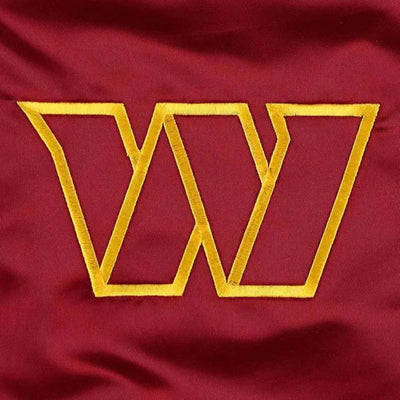 Washington Commanders The Pick and Roll Full-Snap Varsity Burgundy Satin Men's Bomber Jacket