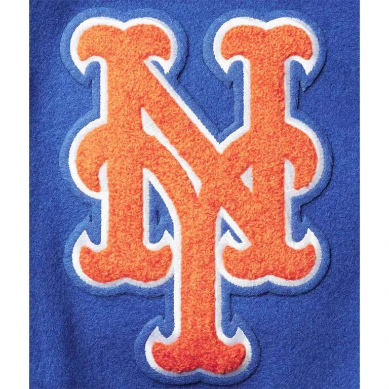 New York Mets Full-Zip Royal Blue Wool & White Leather Sleeves Varsity Men's Jacket